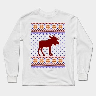 merry christmas moose ugly sweater Long Sleeve T-Shirt